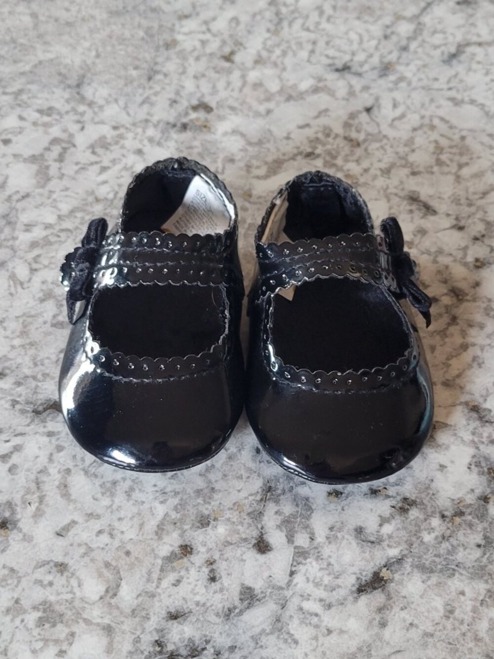 Gymboree Black Patent Mary Jane Baby Shoes Size 1 Bow Dress Flats